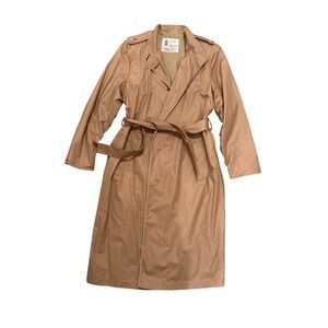 Vintage London Fog Trench Coat‎ Camel Belted Classic Quiet Luxury Sz 12 (Vtg 14)